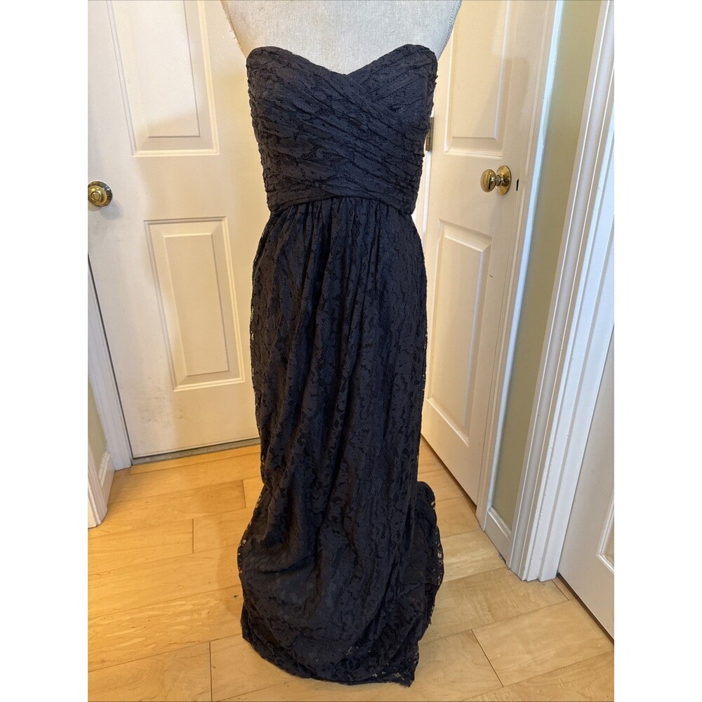 GRAY GOWN Amsale Strapless Lace Maxi Dress Womens Size 12